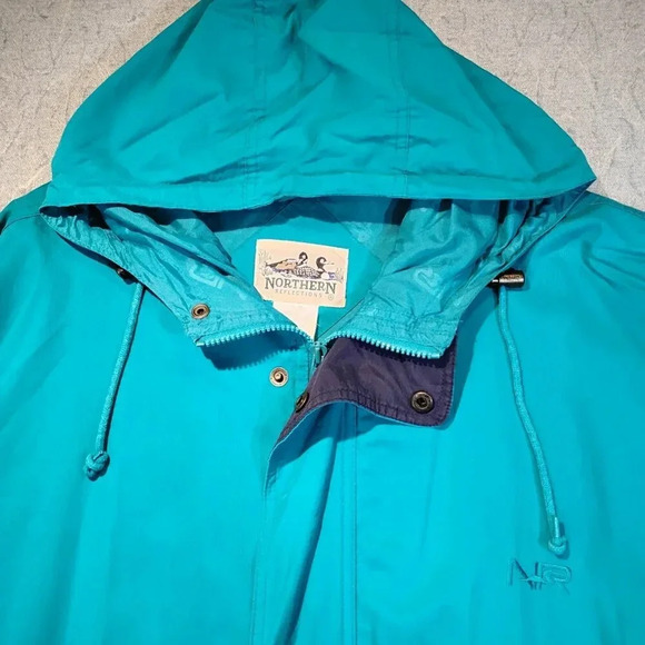 Northern Reflections Women's Turquoise Nylon Lined Hooded Windbreaker Size Large - Picture 2 of 11